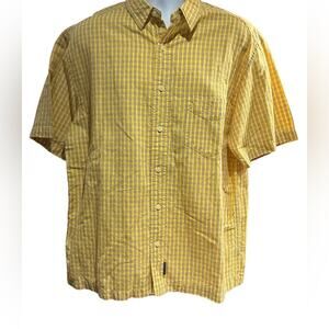 American Eagle Mens Large Cotton/Linen Goldenrod Yellow Short  Sleeve Shirt